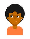 Confuse facial expression of black girl avatar
