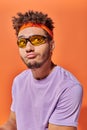 confused african american fella in eyeglasses Royalty Free Stock Photo