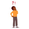Confused African Boy Question Expression, Confused Curious Kid Asking Questions, Thinking, Searching Answer and Solution Royalty Free Stock Photo
