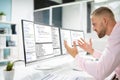 Confused Angry Programmer Using Computer
