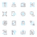 Confused bewildered linear icons set. Lost, Clueless, Disoriented, Perplexed, Baffled, Mystified, Flummoxed line vector