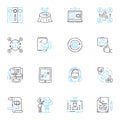 Confused bewildered linear icons set. Lost, Clueless, Disoriented, Perplexed, Baffled, Mystified, Flummoxed line vector