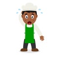 Confused Black Male Pizza Chef Character