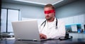 Confused Blindfolded Medical Doctor Concept. Hospital Worker Royalty Free Stock Photo