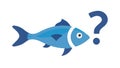 Confused Blue Fish with Question Mark, vector design Generative AI Royalty Free Stock Photo