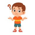 Confused boy character showing puzzled expression flat design illustration for children education emotion learning problem solving Royalty Free Stock Photo