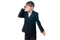 Confused boy scratching his head looking sideways Royalty Free Stock Photo