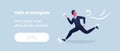 Confused business man running away from business problem stress concept horizontal banner copy space