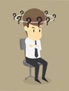 Confused businessman and many question marks. Confusion Royalty Free Stock Photo