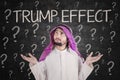 Confused businessman with Trump Effect word