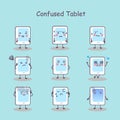 Confused cartoon digital tablet pc