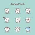 Confused cartoon tooth set Royalty Free Stock Photo