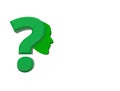 Confused concept Green question mark with human face icon