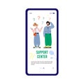 Confused people on the mobile phone screen vector flat cartoon illustration. Royalty Free Stock Photo