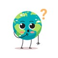 confused earth character with question mark cartoon mascot globe personage trouble problem stress save planet concept Royalty Free Stock Photo