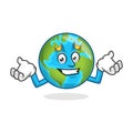 Confused earth mascot, error earth character, earth cartoon vector