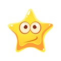 Confused emotional face of yellow star, cartoon character