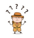 Confused Expression - Female Explorer Scientist Cartoon Vector