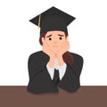 Confused expression of a female graduate or female scholar. illustration of a person thinking about what to do after graduating