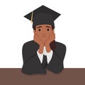 Confused expression of a female graduate. illustration of a person thinking about what to do after graduating from school