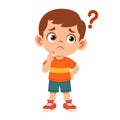 Confused Expression of Flat Boy Character Royalty Free Stock Photo
