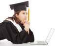 Confused female graduation thinking about job Royalty Free Stock Photo