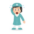 Confused Female Nurse Cartoon Character