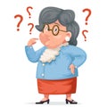 Confused grandmother memory loss old demencia age problems alzheimer woman granny character adult icon cartoon design