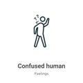 Confused human outline vector icon. Thin line black confused human icon, flat vector simple element illustration from editable