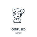 confused icon vector from support collection. Thin line confused outline icon vector illustration. Linear symbol for use on web