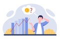 Confused investor with euro chart decline. Vector illustration Royalty Free Stock Photo