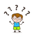 Confused Kid Facial Expression - Cute Cartoon Boy Illustration Royalty Free Stock Photo