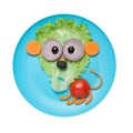 Confused lion made of vegetables on plate