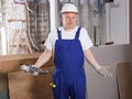 Confused male contractor Royalty Free Stock Photo