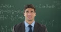 Confused male student with math equations on screen for back to school in 4k Royalty Free Stock Photo