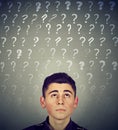 Confused man has many questions no answer Royalty Free Stock Photo