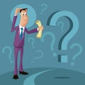 Confused man with question mark Royalty Free Stock Photo