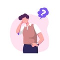 Confused men and women in doubts and thought flat style illustration dsign