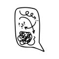 Confused messed up thoughts bubble line art icon. Depressed mental state before therapy, add or alzheimer concept
