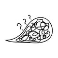 Confused messed up thoughts bubble line art icon. Depressed mental state before therapy, brain overthinking everything