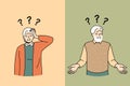 Confused old people struggle with dementia or Alzheimer Royalty Free Stock Photo