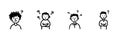 Confused People With Question Marks Line Icon Set In Doodle Style. Uncertainty, Curiosity, And Problem-Solving Outline Royalty Free Stock Photo