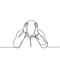 Confused person continuous one line drawing vector illustration