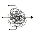 Confused process, chaos line symbol. Finding a way out, teamwork or brainstorming vector concept