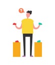 Confused Shopping Man Vector Illustration