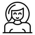 Confused smiling icon, outline style