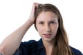 Confused teenage girl looking at camera Royalty Free Stock Photo