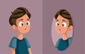 Insecure Teen Boy Looking in the Mirror Vector Cartoon Illustration