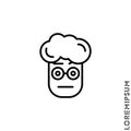 Confused Thinking Emoticon boy, man Icon Vector Illustration. Outline