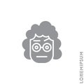 Confused Thinking Emoticon girl, woman Icon Vector Illustration. Style. gray on white